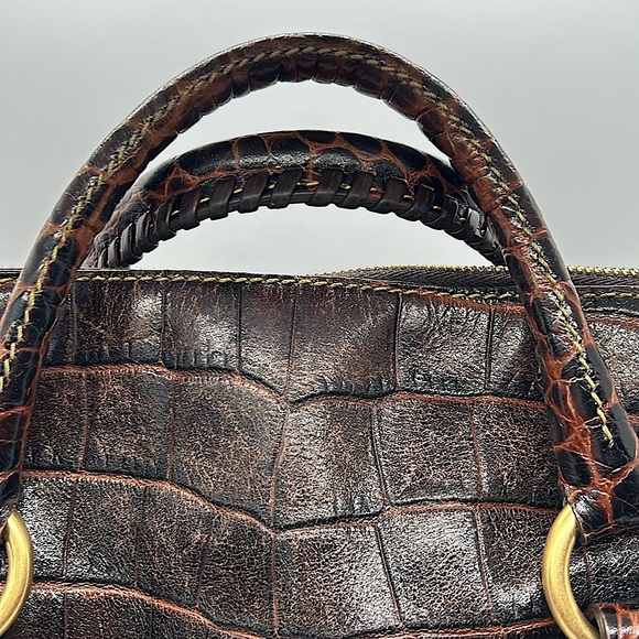 Dooney & Bourke Dark Brown Crocodile Print Leather Satchel Purse Bag 🌸🌸 - Picture 4 of 10